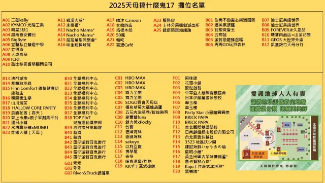 天母運動公園園遊會 攤位名單