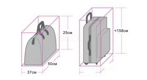 Размер ручной клади и багажа авиакомпании