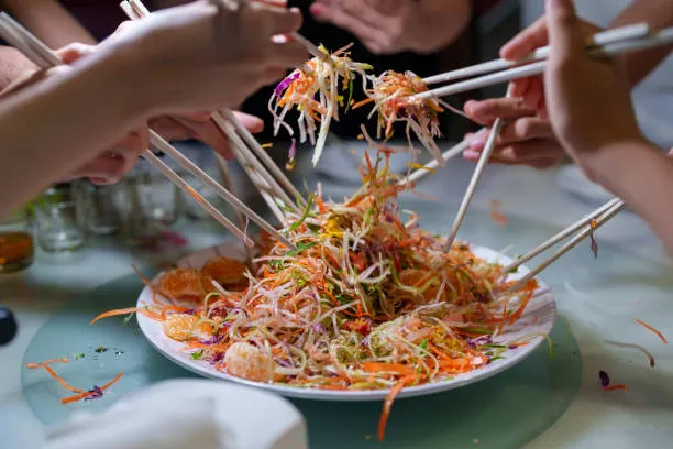 Traditional Yee Sang Salad for Chinese New Year Celebration