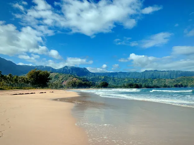 The beach on Hanalei Bay