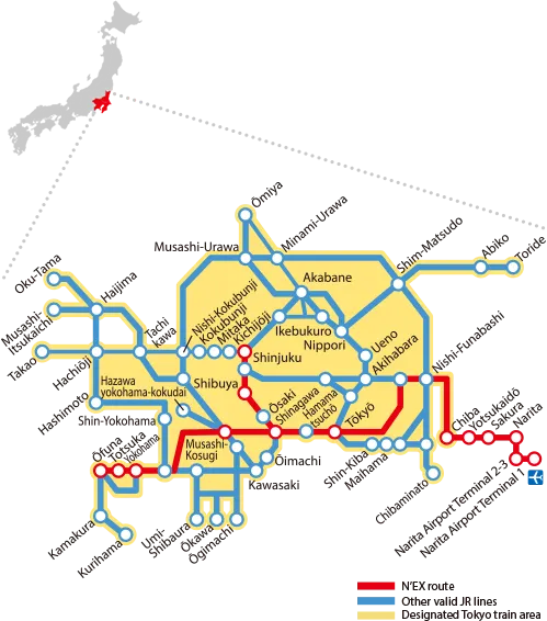 成田特快運行地圖