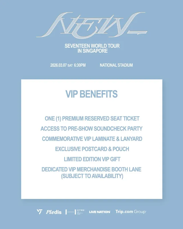SEVENTEEN Singapore Concert 2026】Trip Presale Starts 19 Nov, 10AM