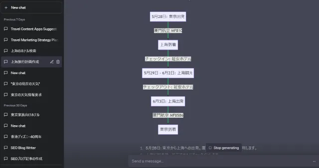 챗GPT 트립닷컴 플러그인 여행계획