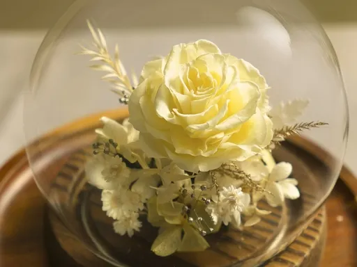 木漏日 Komorebi Florist:黃玫瑰永生花鐘罩