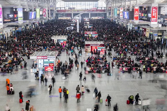China train station during a peak travel season