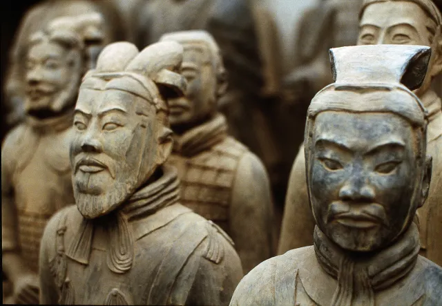 xian terracotta warriors faces up close