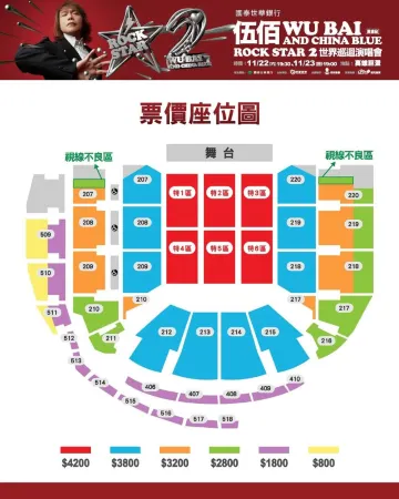 伍佰 & China Blue 演唱會2025 高雄站座位圖