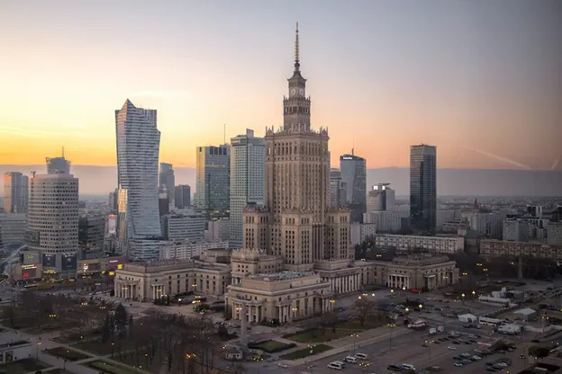 A panoramic view of Warsaw's buildings