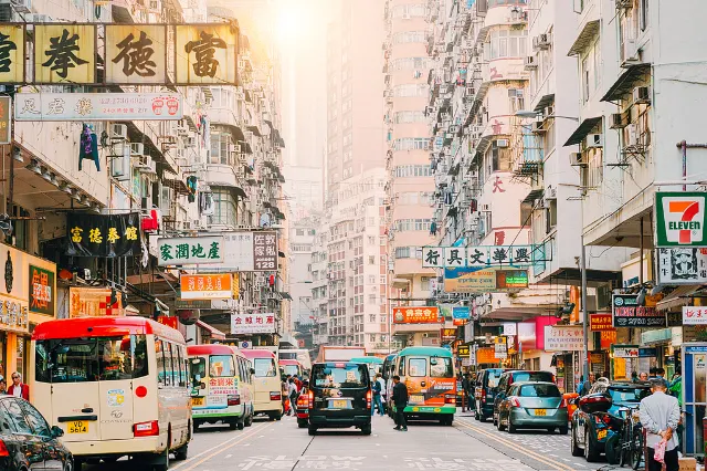 Hong Kong China busy street