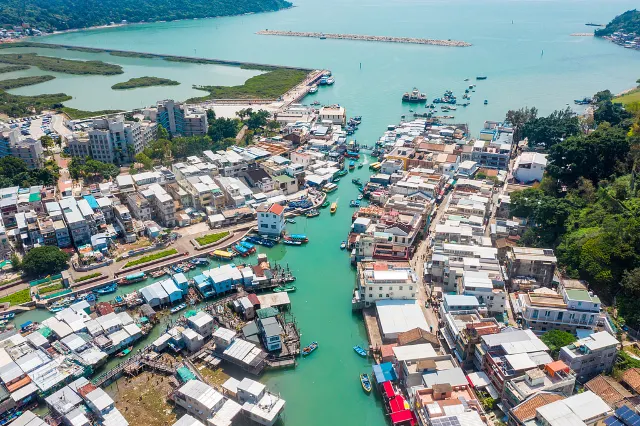 Hong Kong Tai O Fishing village aerial view