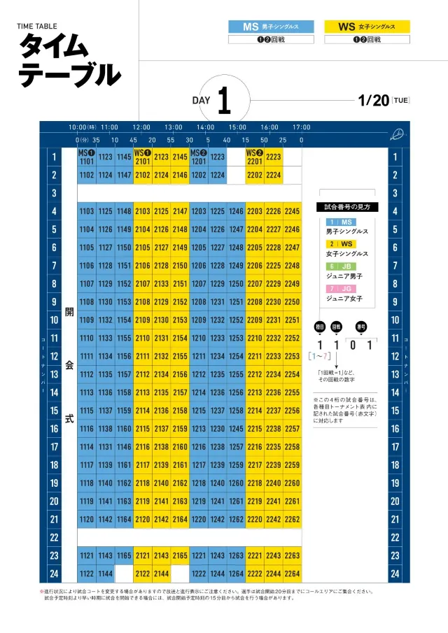全日本卓球選手権大会2026 タイムテーブル