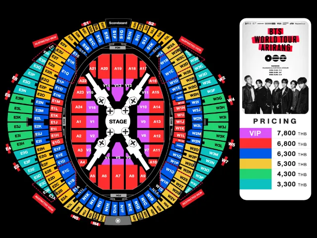 the seating map BTS World Tour Arirang Bangkok