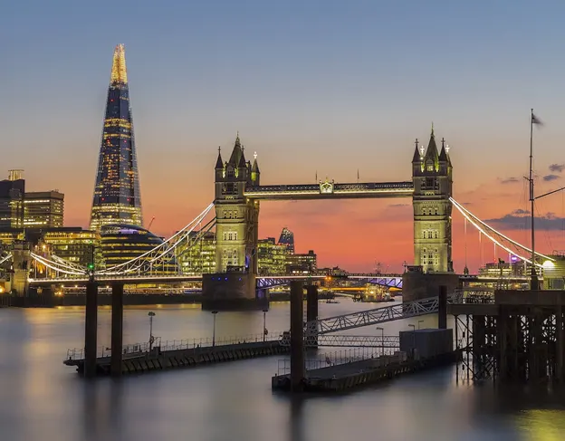 The Tower Bridge in London during sunset