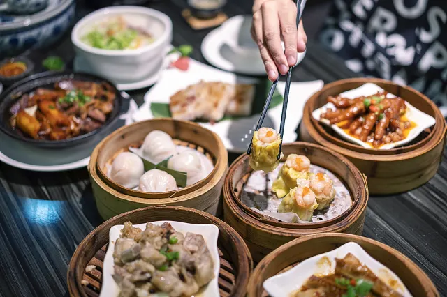 a selection of Hong Kong dim sum dishes