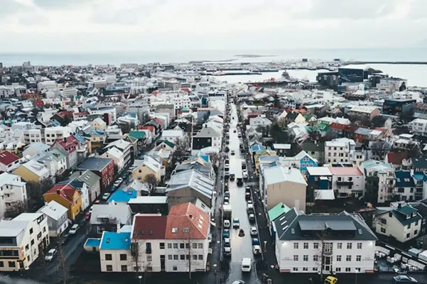 Vue aérienne de Reykjavik