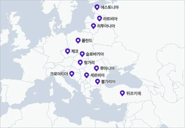 동유럽 여행 지도