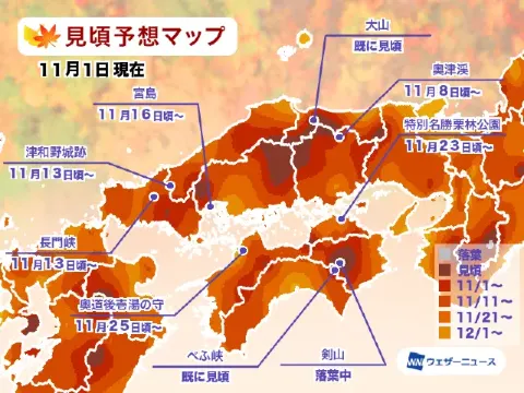 中國賞楓時間預測