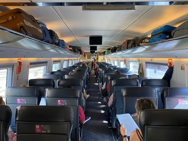 Onboard a standard-class AVE service