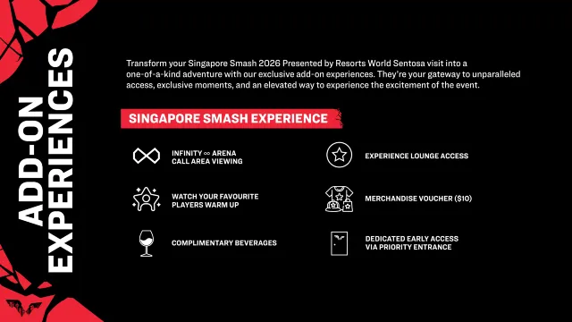 Singapore Smash 2026 Add-On Experiences