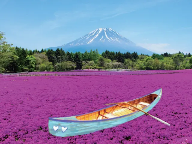 「ピンクの海を旅する小舟」
