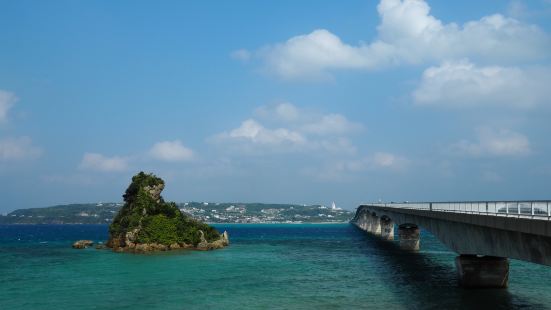 沖縄本島で綺麗な海が見れるスポットのひとつ。古宇利島を結ぶ古