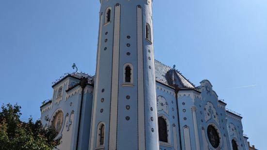 A beautiful blue church that o