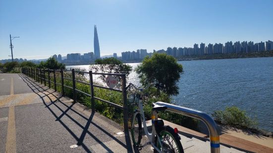 去漢江公園騎腳踏車雖然才10月但還是很冷蒐集了I SEOUL