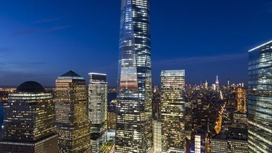 One World Trade Center stands 
