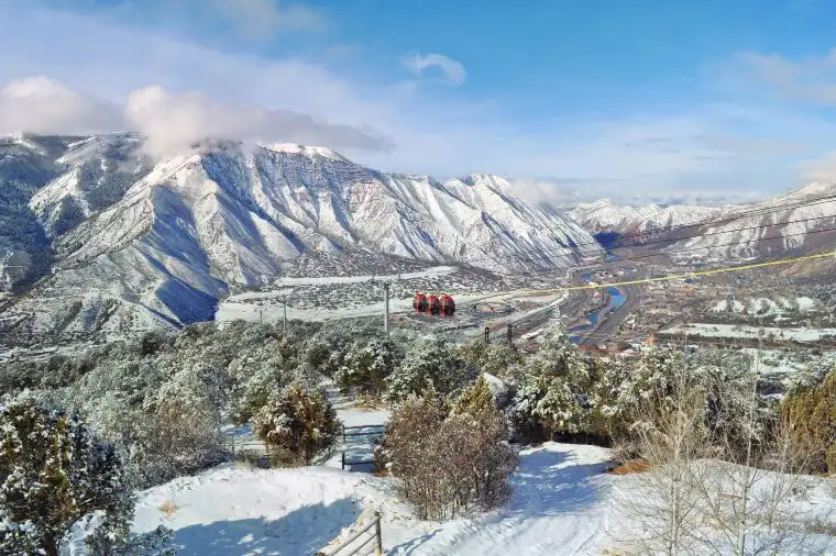 Glenwood Springs with Rocky Mountains backdrop