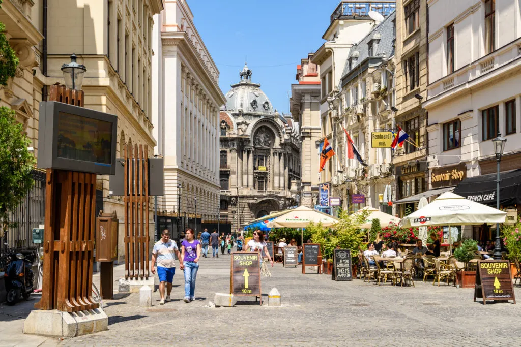 Lipscani Street of Central Bucharest. Source: Pure Vacations/purevacations.com.