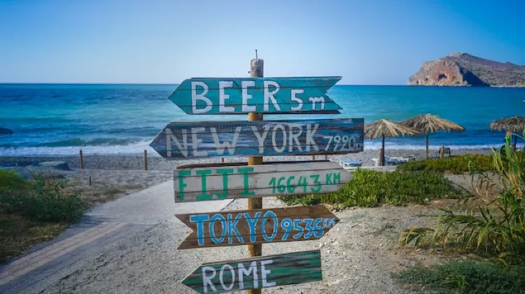 斐濟當地指向世界各地的路牌 圖片來源:unsplash