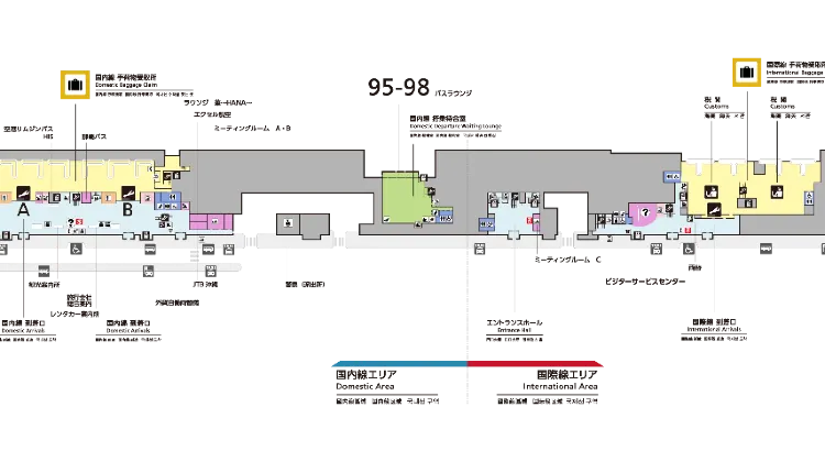 那覇空港国際線ターミナル1階の案内図