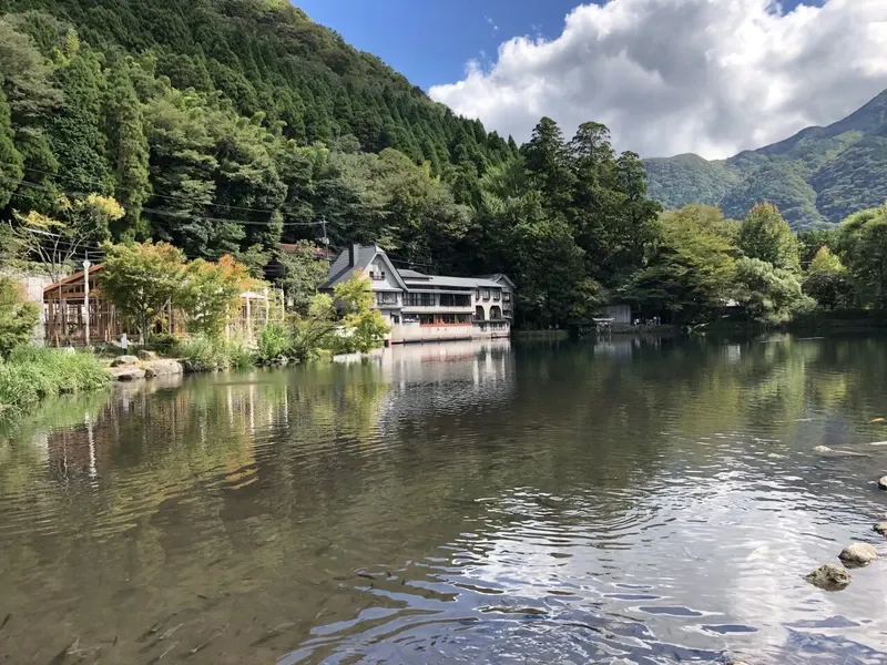 由布市由布院金鱗湖美術館附近的湖景