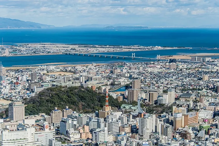 徳島県,徳島大学,眉山からの徳島市の眺め