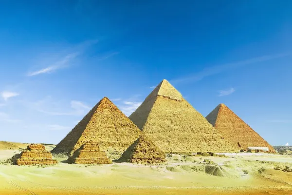 The Pyramids of Giza, near Cairo