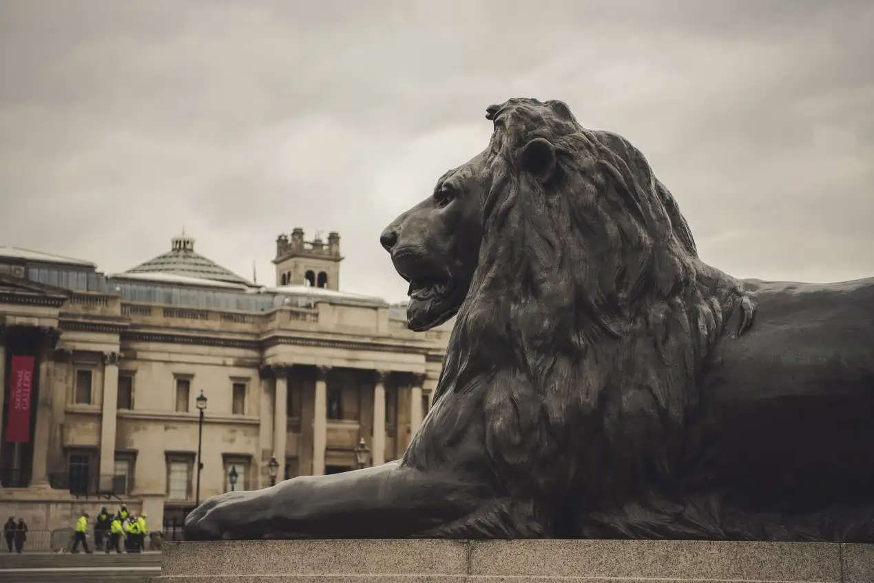 The majestic bronze lions by Sir Edwin Landseer at Trafalgar Square