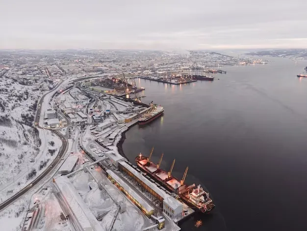 Aerial view of Kola Bay in winter, Murmansk. Source: MrDm / Freepik