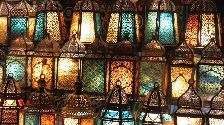 Traditional lanterns adorn a market stall, if you want one, don't forget to haggle!