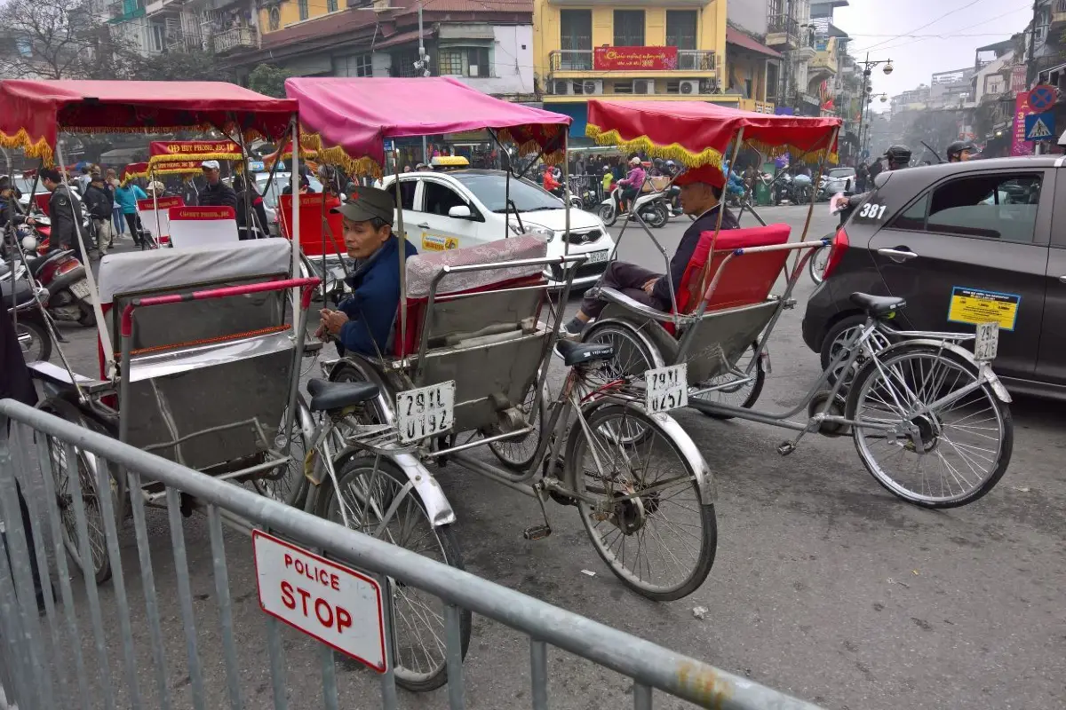 越南河內老城區的三輪車