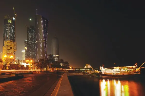 Doha's cityscape from the Corniche waterfront