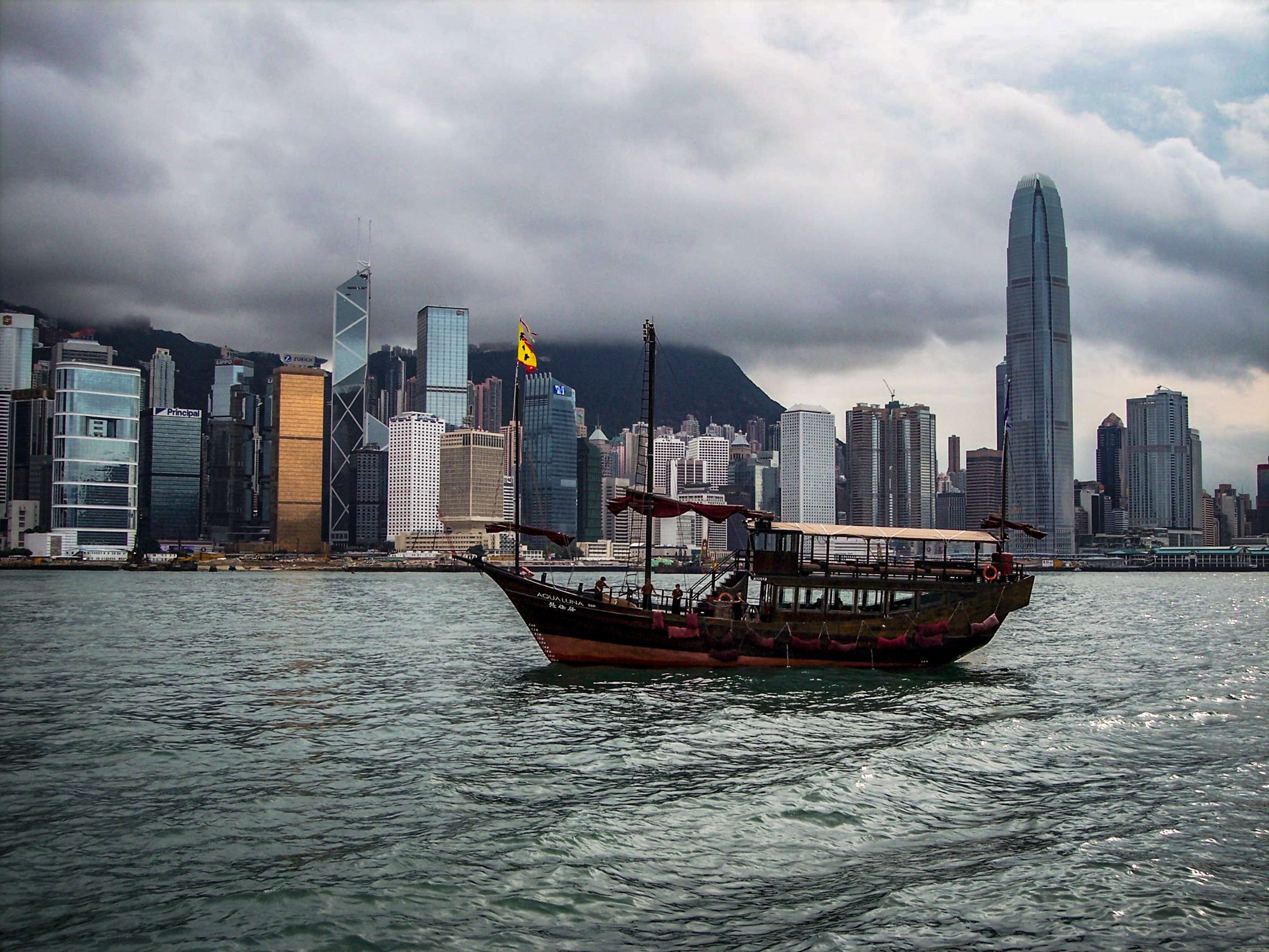 Junk boat on Victoria Harbor