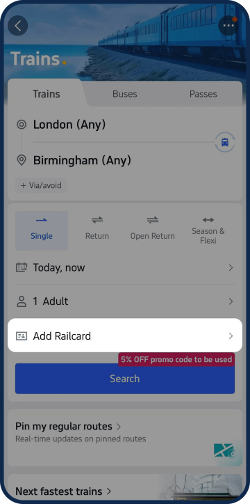 Add your Railcard