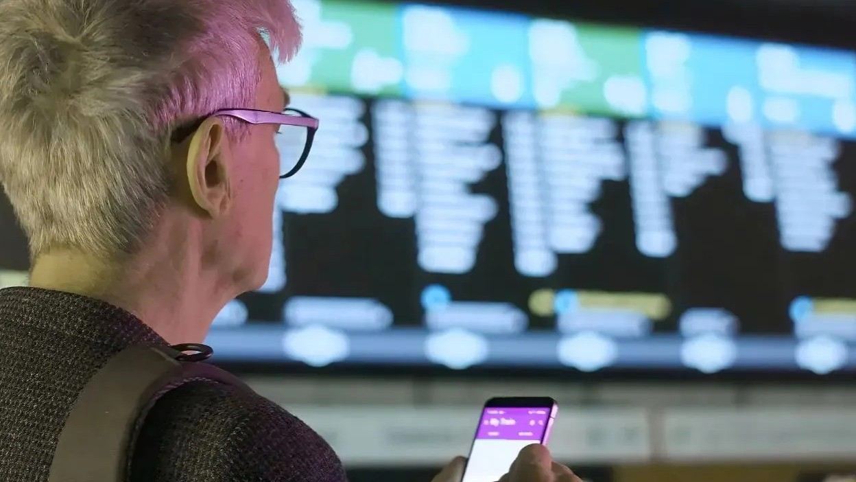 Traveller checking live train information