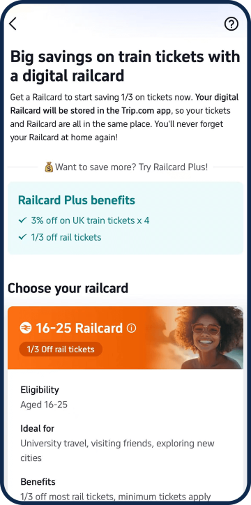 Find the right Railcard for you