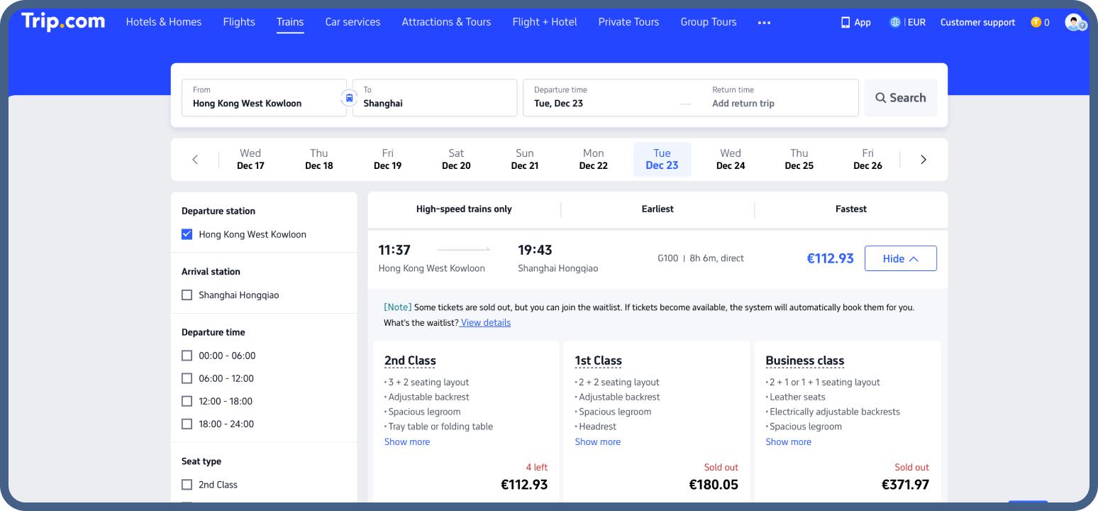 <span>Step 4</span>Choose train and seat class