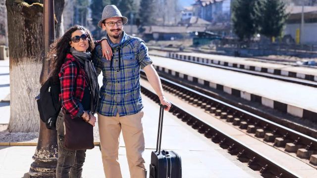 couple train travel