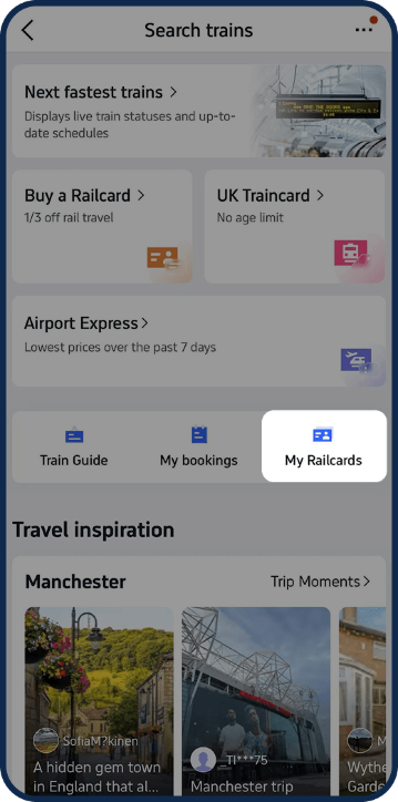 View 'My Railcards'