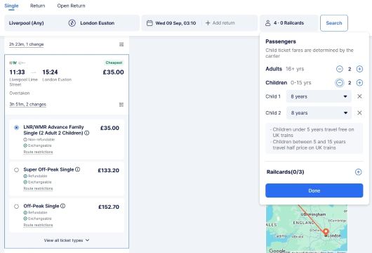 LNR family ticket booking steps on TrainPal.