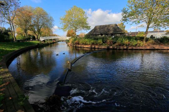 Autumn scenery at Victoria Park and River Sow, Stafford.