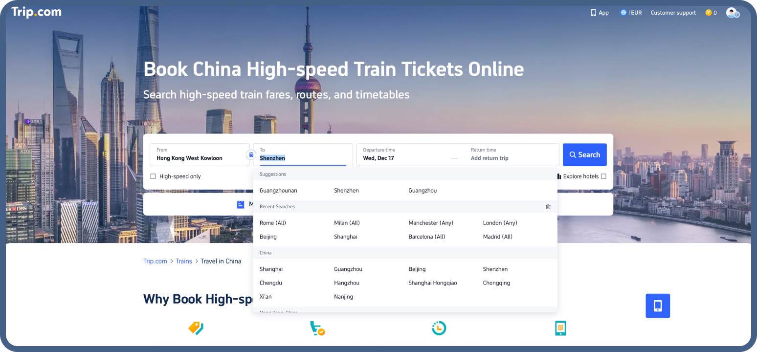 <span>Step 1</span> Select departure and arrival stations
